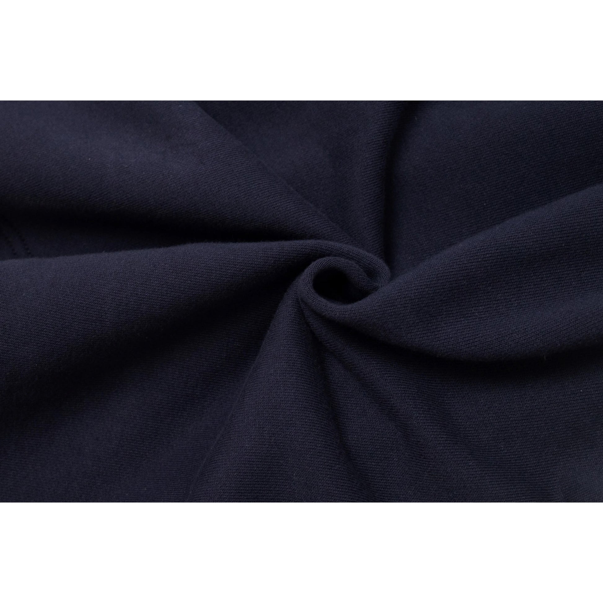 Close-up of the premium 360 GSM navy combed cotton fabric texture.