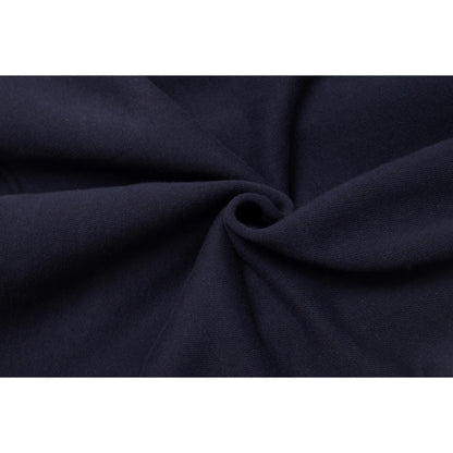 Close-up of the premium 360 GSM navy combed cotton fabric texture.