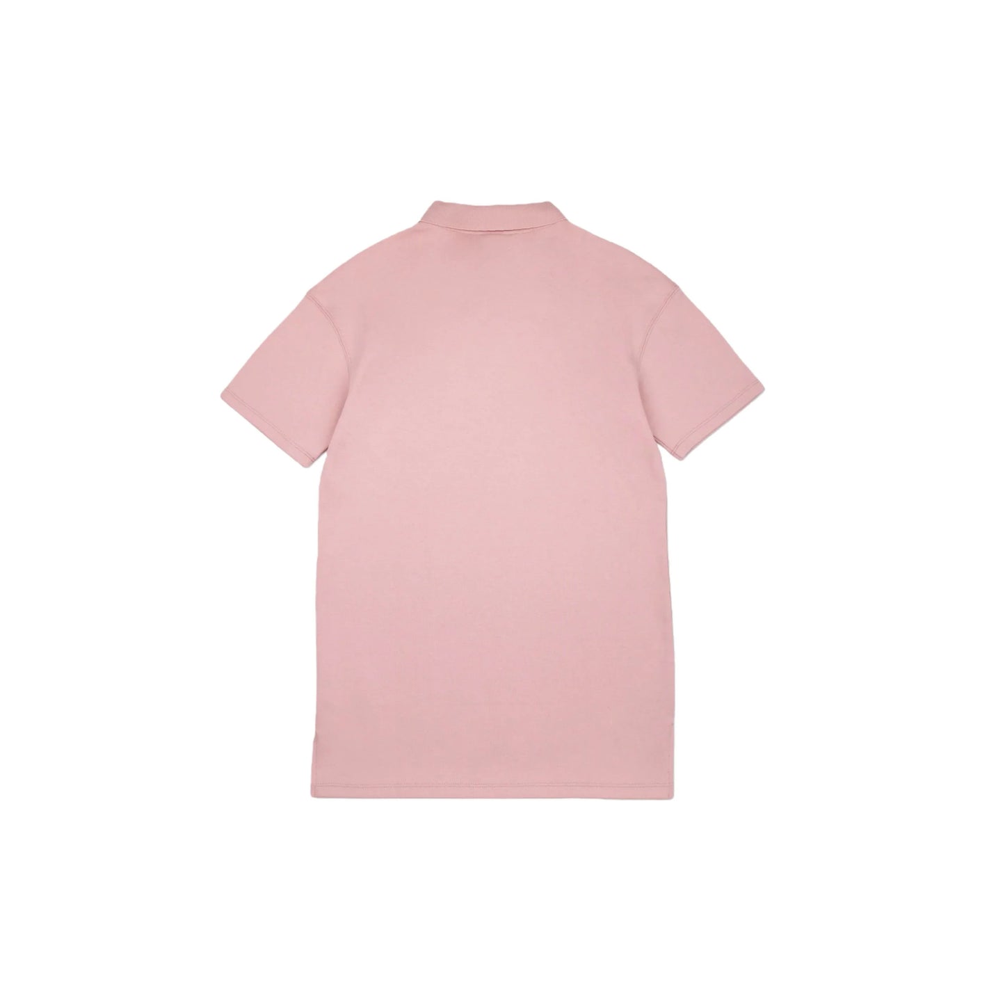 Full back view of the pink polo dress showing the clean, structured silhouette.