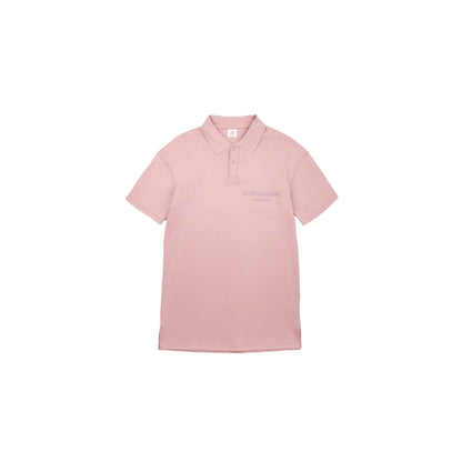 Front view flat lay of the pink polo collar dress with 3D silicone logo.