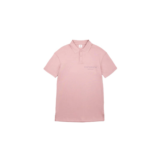Front view flat lay of the pink polo collar dress with 3D silicone logo.