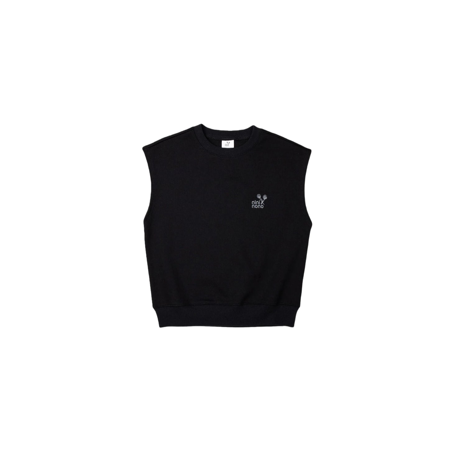 Front view of Ogender heavyweight pullover sweat vest in Black.