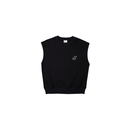 Front view of Ogender heavyweight pullover sweat vest in Black.