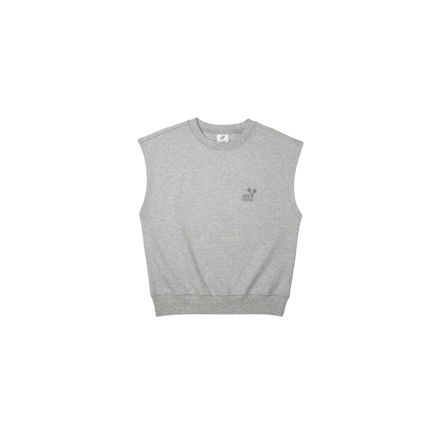 Front view of Ogender 340g GSM heavyweight sweat vest in Light Grey.