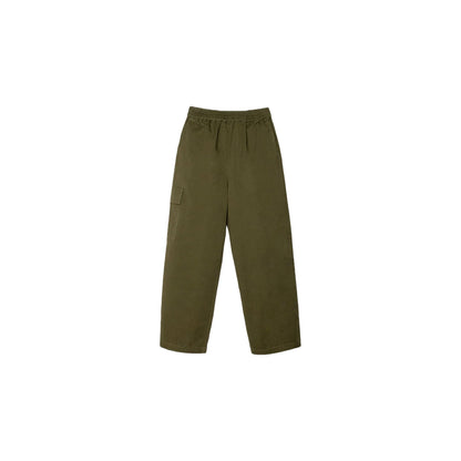Front view of Ogender kids vintage cargo pants in Army Green with side slant pockets.