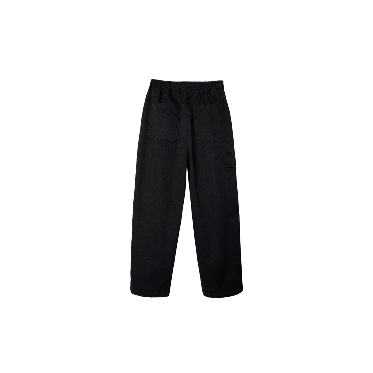 Back view of kids Jet Black utility pants, perfect for school and outdoor play.