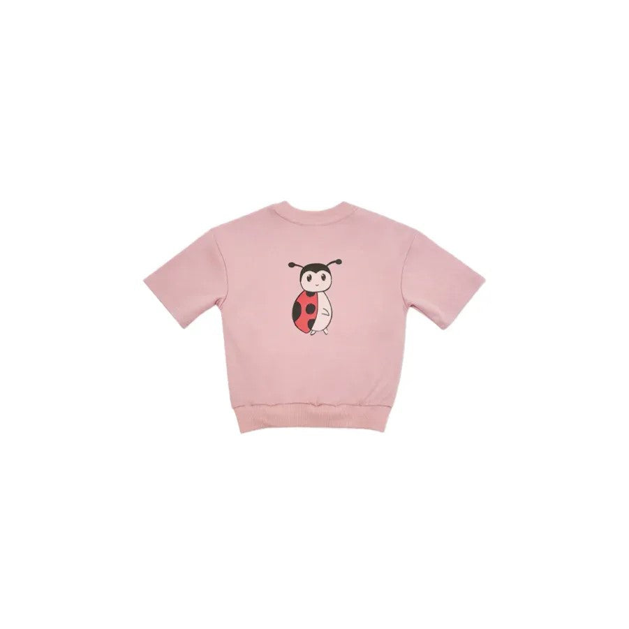 Back view flat lay of the pink heavyweight cotton ladybird tee.