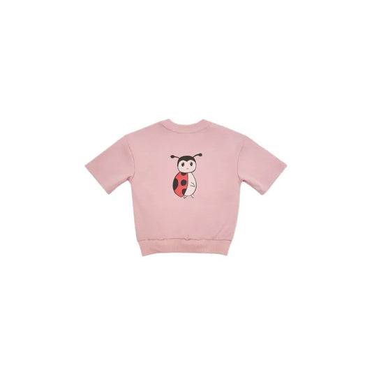 Back view flat lay of the pink heavyweight cotton ladybird tee.