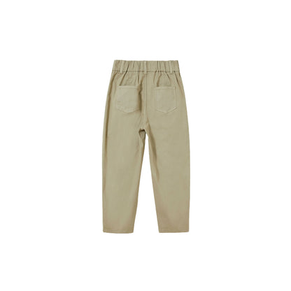 Back view of kids sage green tapered pants showing reinforced rear pockets.