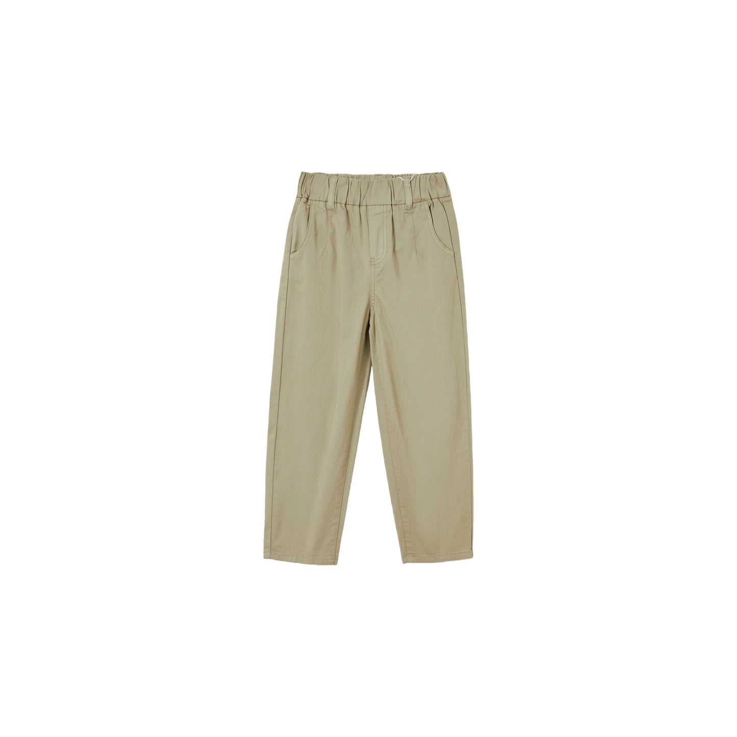 Front view of Ogender kids relaxed cotton carrot pants in Sage Green.
