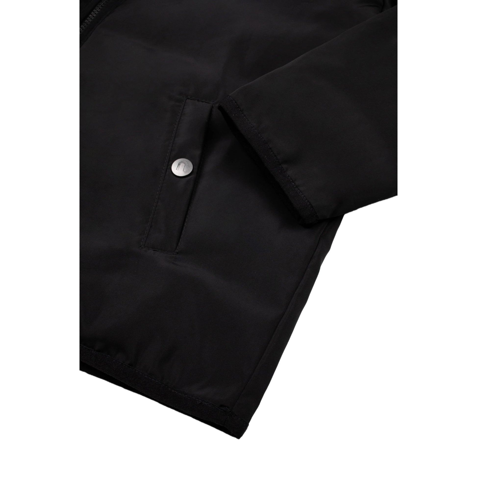 Close-up of the functional side pocket with a secure metal snap closure.
