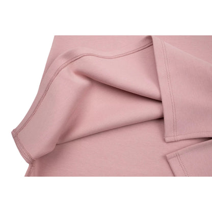 Close-up of the dress hem flipped over, showcasing the clean interior stitching and the premium 340 GSM fabric texture.