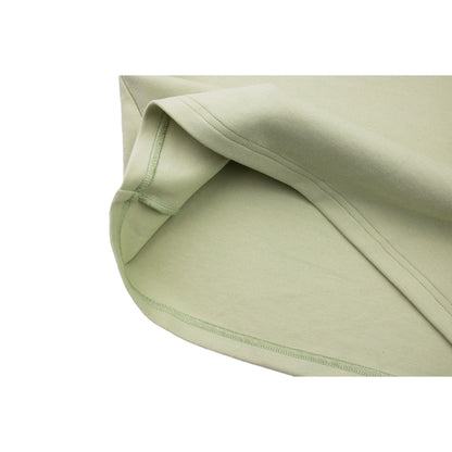 Close-up of the hem flipped over, showing interior stitching and 320 GSM fabric thickness.