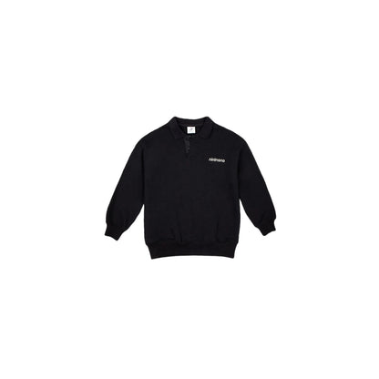 Front view of Ogender preppy polo sweatshirt in Core Black, a minimalist collegiate essential for kids.