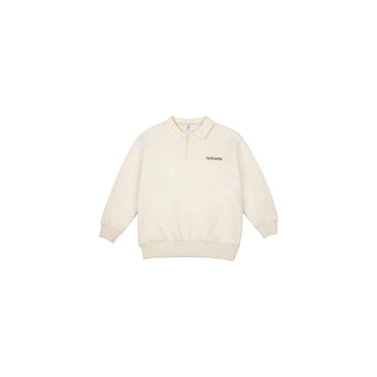 Front view of Ogender preppy polo sweatshirt in Desert Khaki, 100% premium loopback cotton