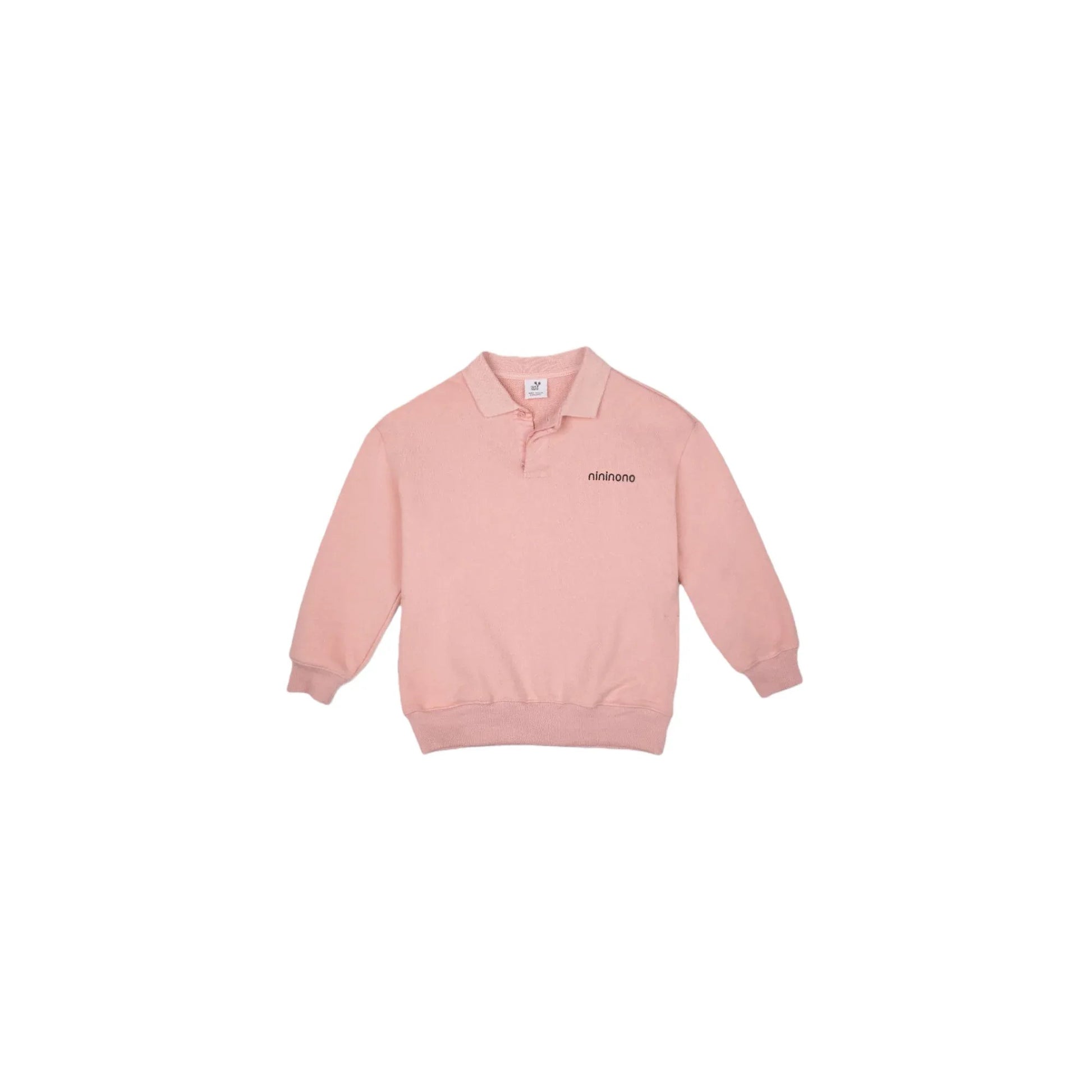 Front view of Ogender 360g heavyweight loopback cotton polo sweatshirt in Blush Pink.

