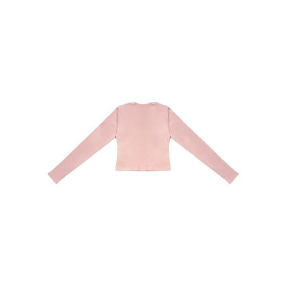 Back view of the Ogender soft pink cropped tee showing the clean, slim silhouette.