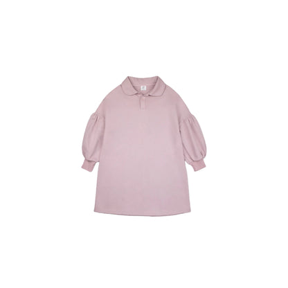 Front view of the Ogender girls' Taro Purple dress in heavyweight structured cotton.