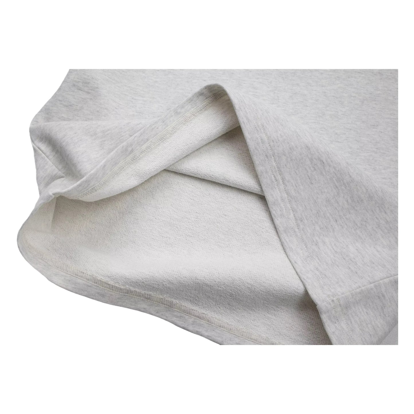 Close-up of the flipped-over hem, highlighting the structured 330 GSM cotton.