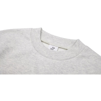 Detailed shot of the durable wide-ribbed crewneck.