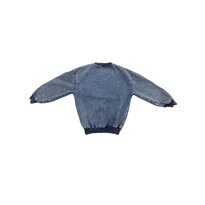 Back view of the Ogender denim pullover showing the clean, oversized silhouette.