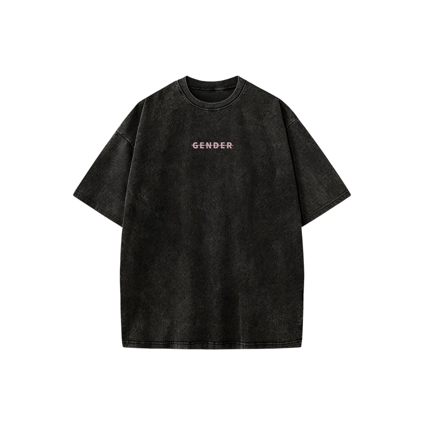 Front view of unisex heavyweight washed black cotton streetwear tee - 230g boxy fit - ogender