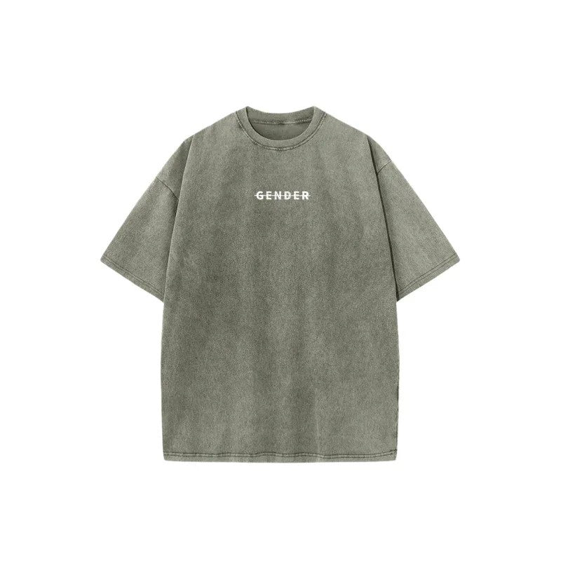 Front flat lay of Ogender washed sage green 230 GSM heavyweight vintage cotton tee