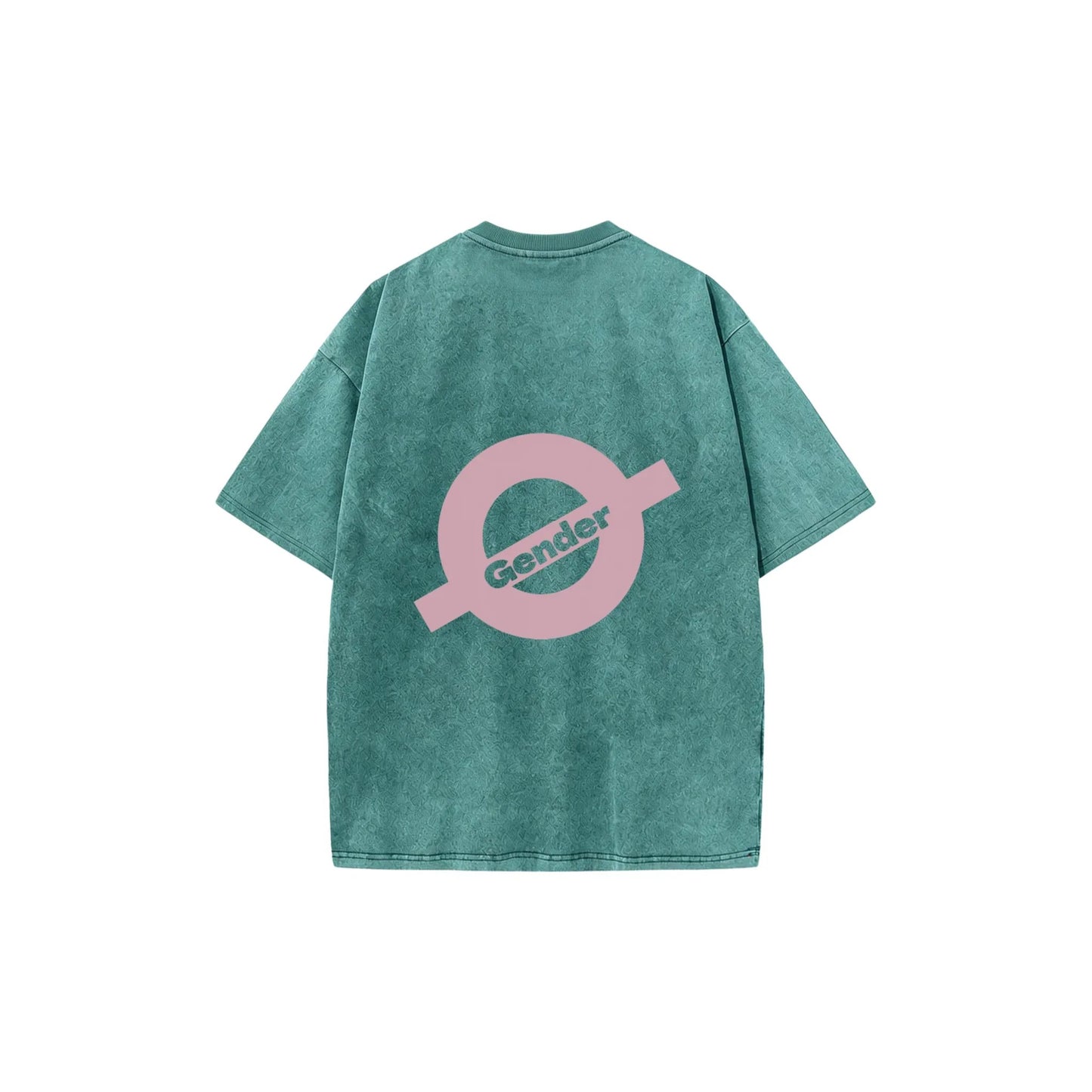 Back flat lay of Ogender washed sage mint tee with oversized retro graphic print