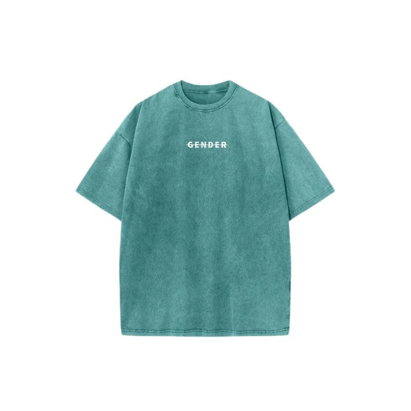 Front flat lay of Ogender washed sage mint 230 GSM tee, featuring minimalist chest logo