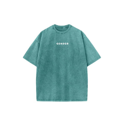 Front flat lay of Ogender washed sage mint 230 GSM tee, featuring minimalist chest logo