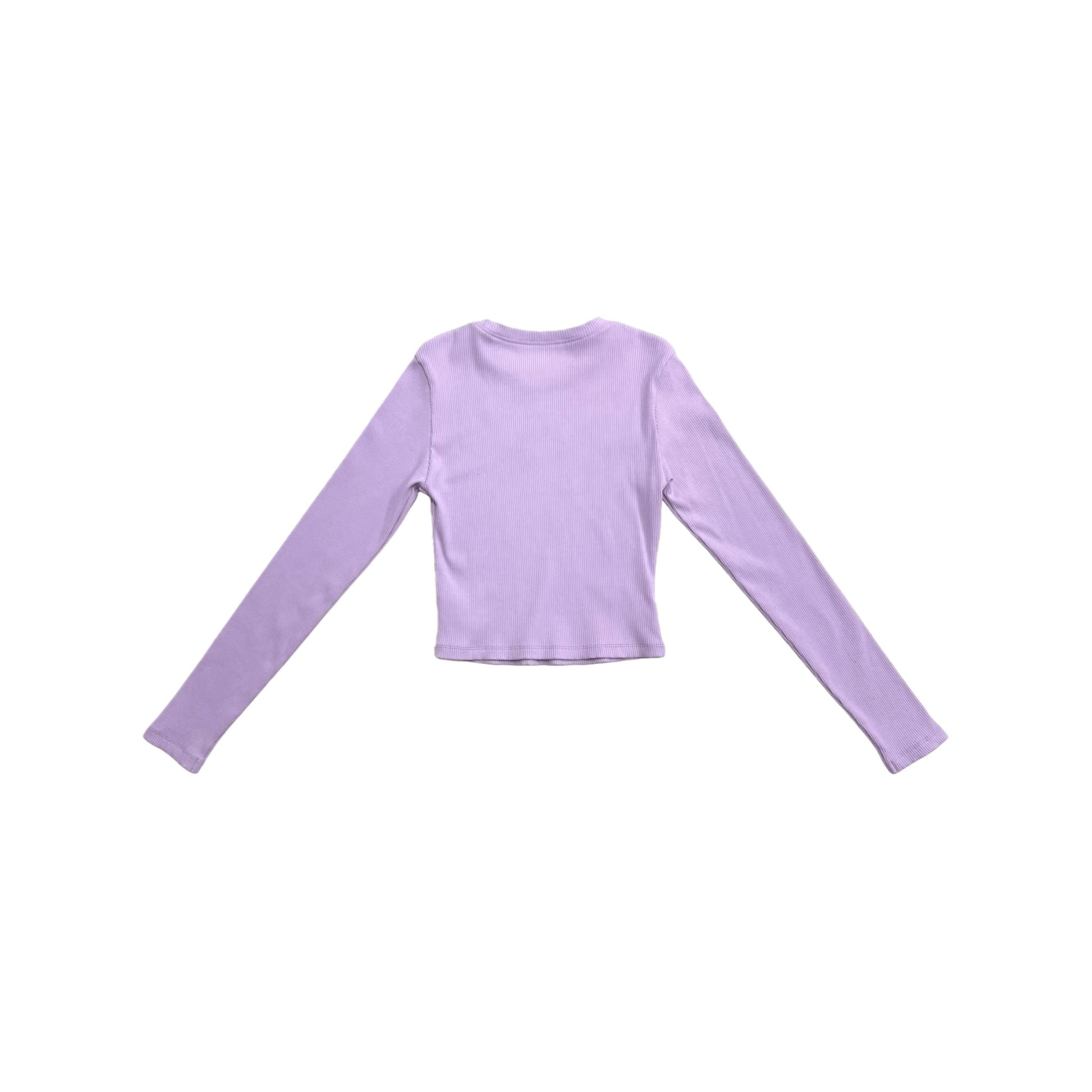 Back view of purple slim fit cropped tee, showing the smooth silhouette and premium 290g fabric density.